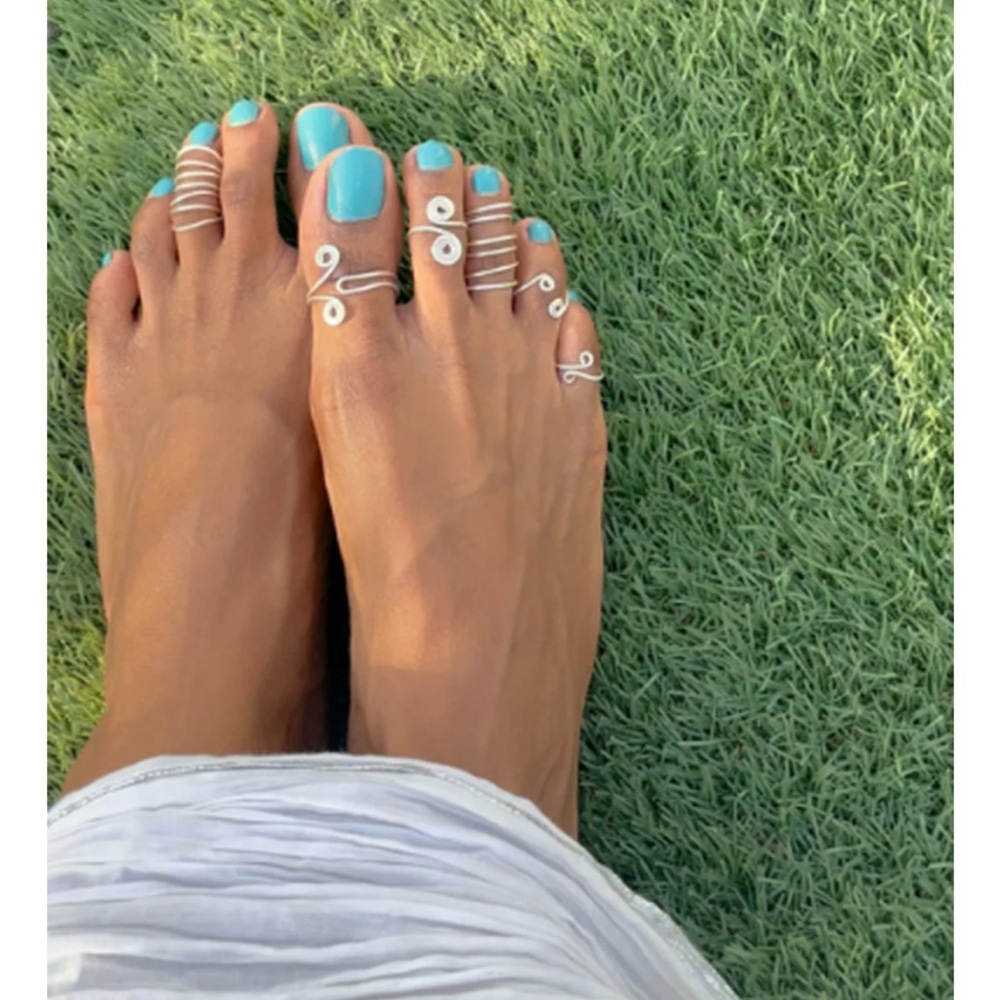 92.5 Silver Toe 6 Rings Set